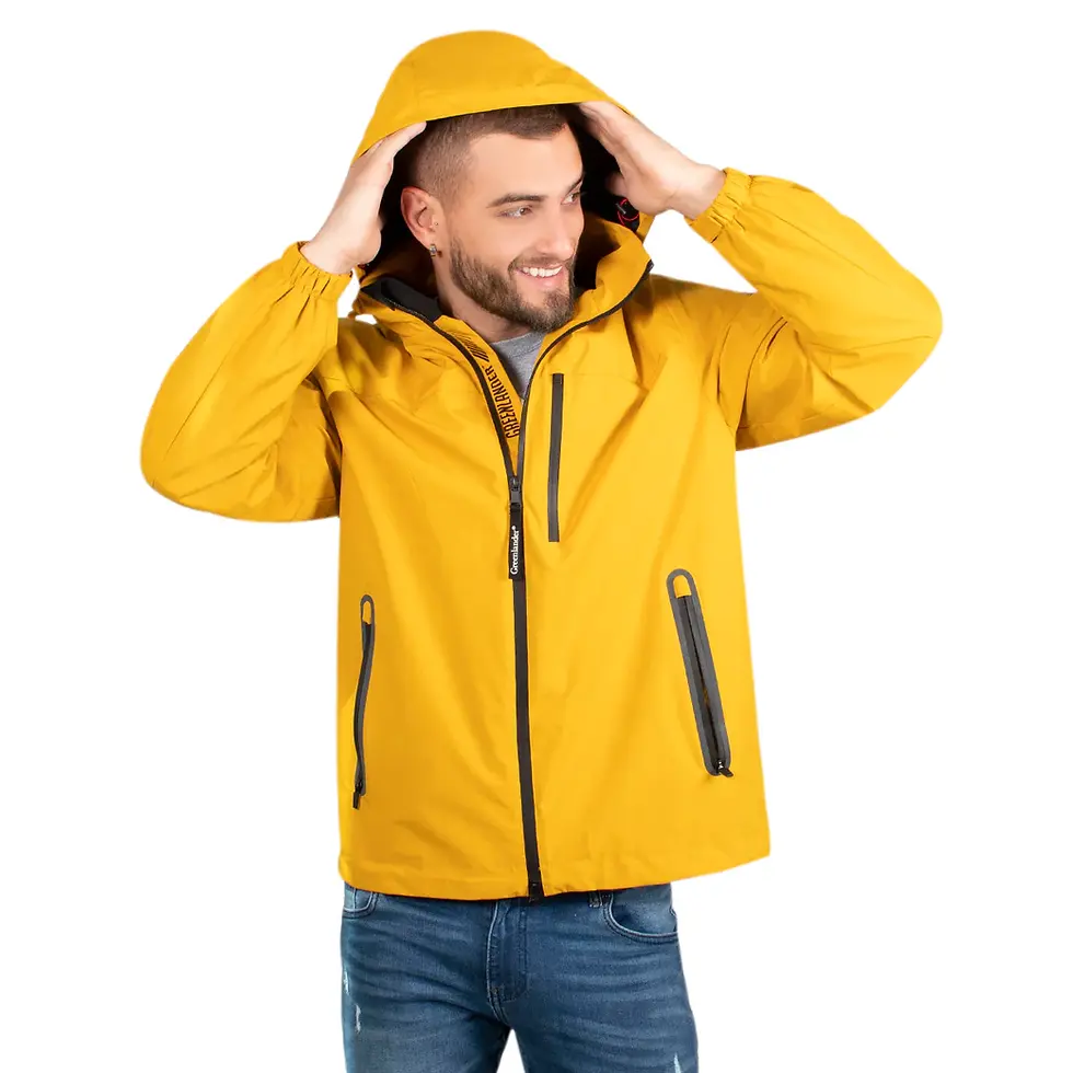 תמונה ממוזערת: מעיל רוח/גשם גואי לגבר, חרדל, פרונט כובע המתקפל לצווארון