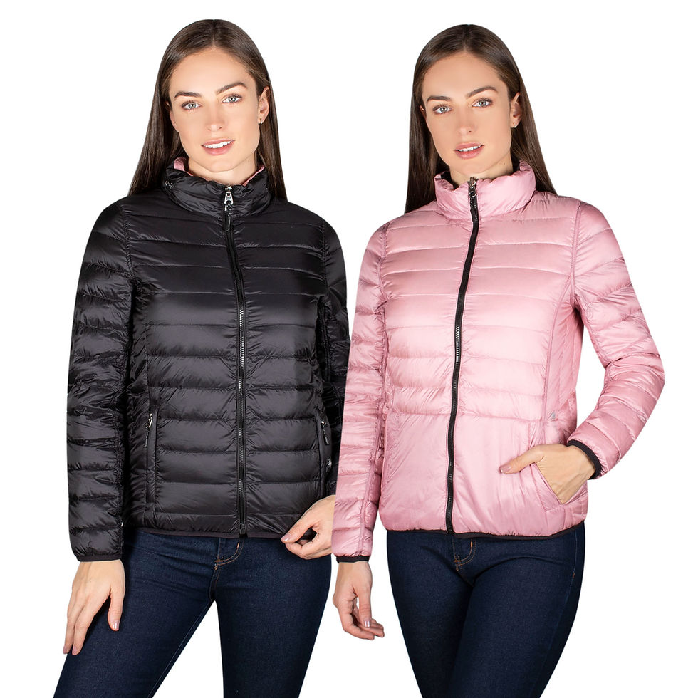 תמונה ממוזערת: מעיל נוצות טיסה, שחור ורוד, פרונט