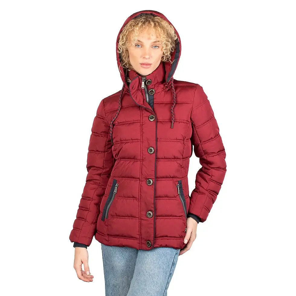 תמונה ממוזערת: מעיל ארי לאישה, בורדו, פרונט כובע ניתן לפירוק