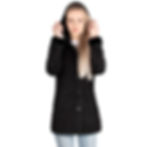 פליז עם פרווה פנימית, שחור, פרונט עם כובע