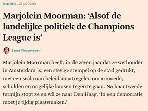 Interview met wethouder Moorman over o.a. de NoordAs: "Aan het begin van de bijeenkomst houden we elkaars handen vast als teken dat we gelijk zijn"