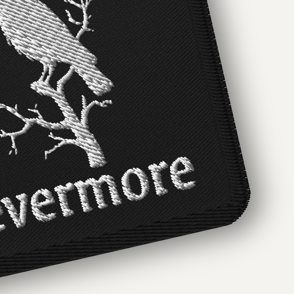 Nevermore Raven Patch – Gothic Literary Iron-On (3”)