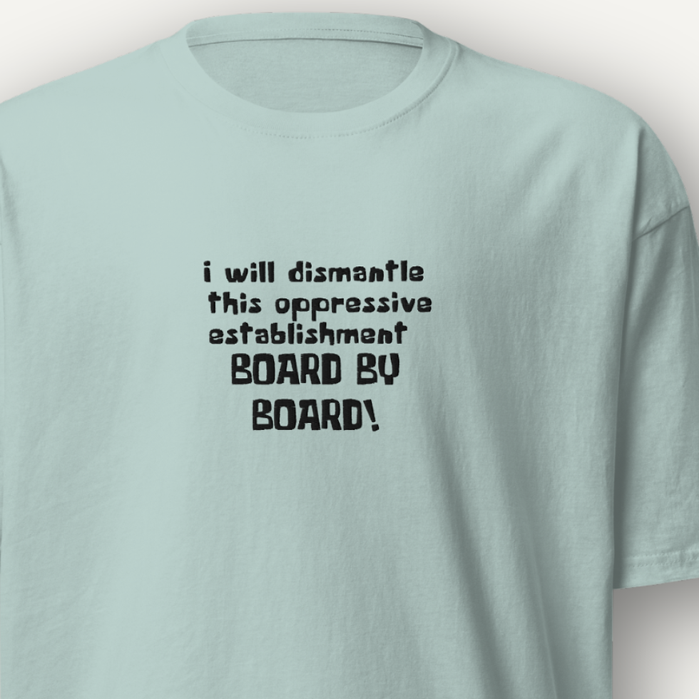 Thumbnail: Heavyweight Embroidered Tee – Anti-Establishment Satire