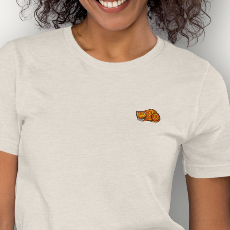 Orange Tabby Cat Pocket Tee – Small Art, Big Personality