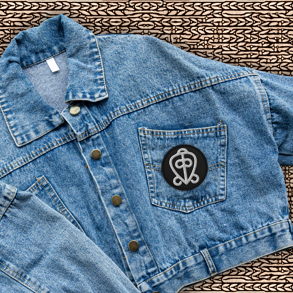 Thumbnail: Odo Nnyew Fie Kwan Adinkra embroidered patch symbolizing enduring love and loyalty.”