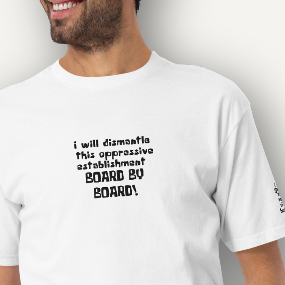 Thumbnail: Heavyweight Embroidered Tee – Anti-Establishment Satire