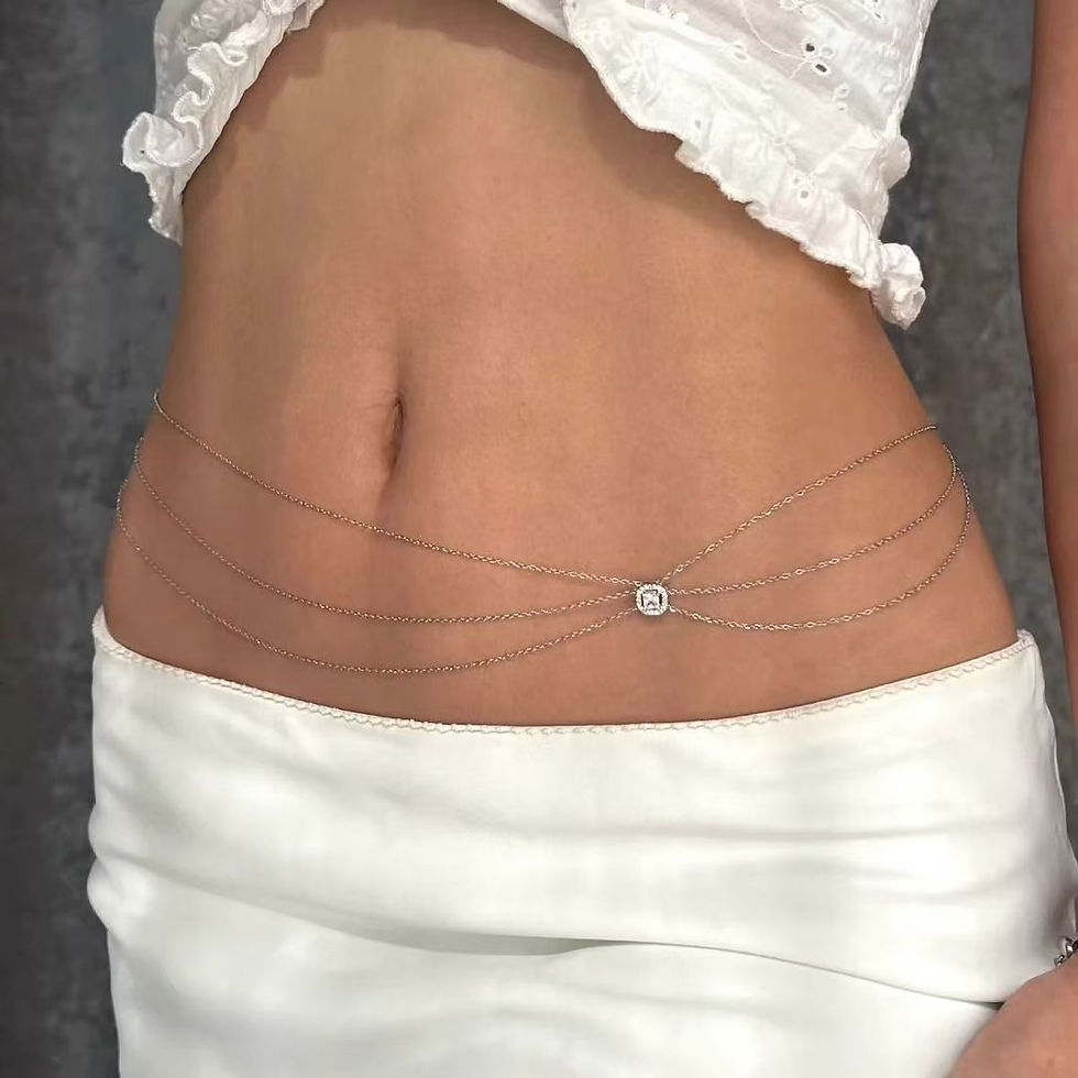 Thumbnail: Sexy Layered Waist Chain for Women - 3 Tier Metal Rhinestone Body Jewelry Summer
