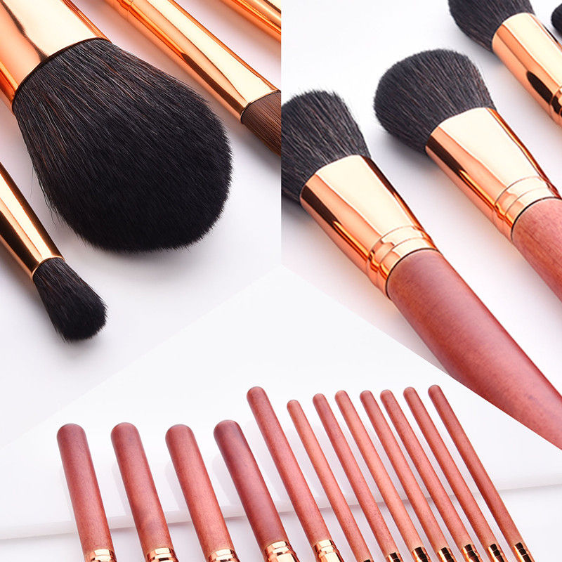 Thumbnail: 12-Piece Makeup Brush Set with Powder Brush and Wood Brushes
