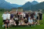 John Leggott sport students arrive in Italy, group photo on training grounds 
