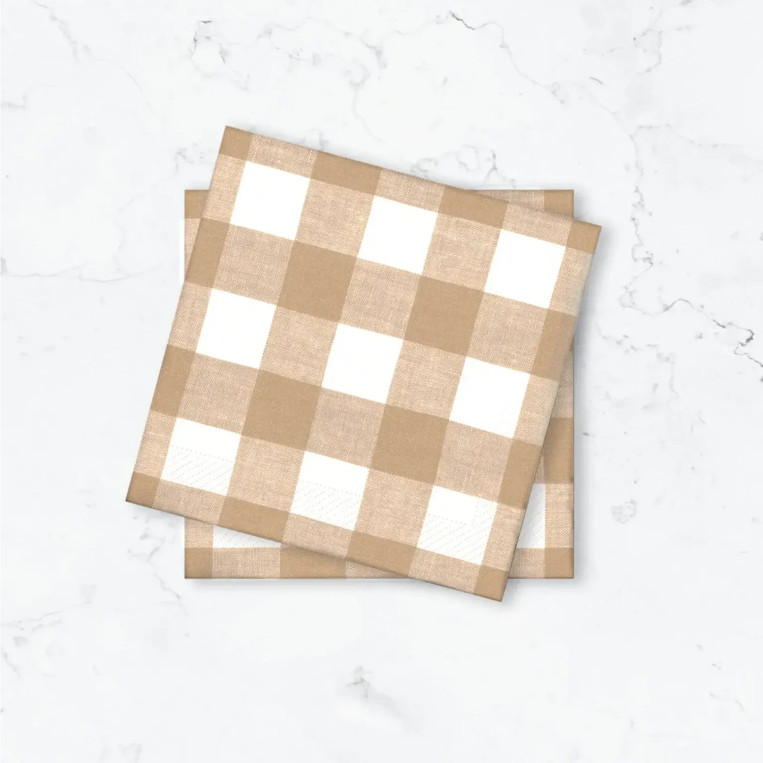 Pappersservett Gingham Beige