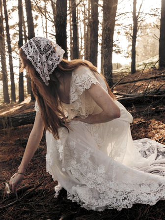 Fawn strikes that balance between structure and softness in a way that feels really intentional. This Rue de Seine wedding dress features a dupion corset that adds shape through the bodice, layered over cascading corded lace that flows into a tiered skirt.

The skirt is crafted from delicate dotted tulle with Rue’s exclusive embroidery, catching the light with movement without feeling overly detailed. Soft lace gathers at the neckline for an added romantic touch, giving this lace and tulle wedding dress an ethereal feel that still feels grounded.