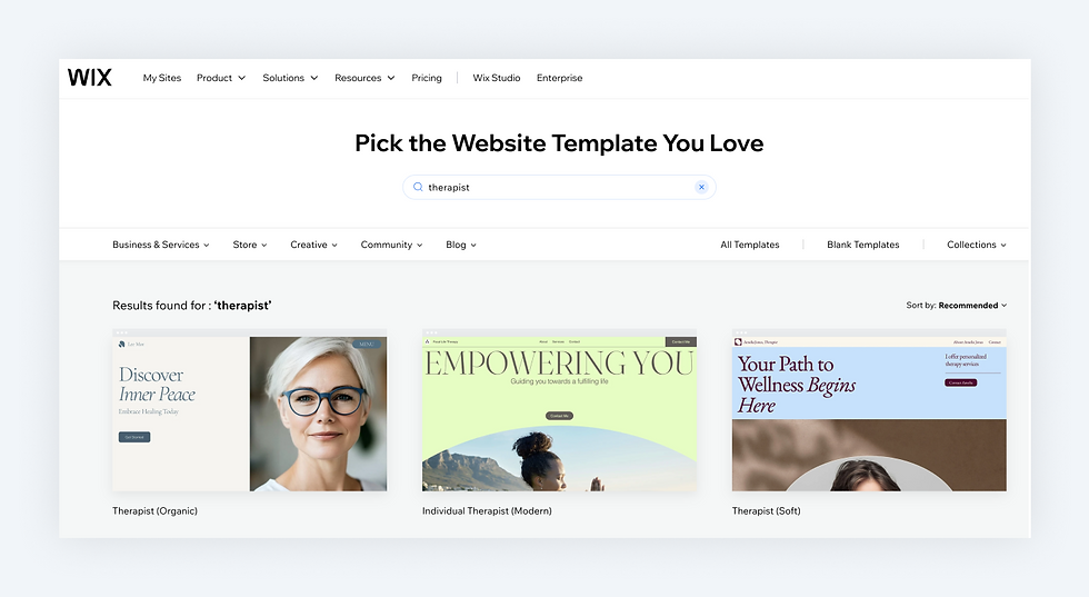 wix therapy templates