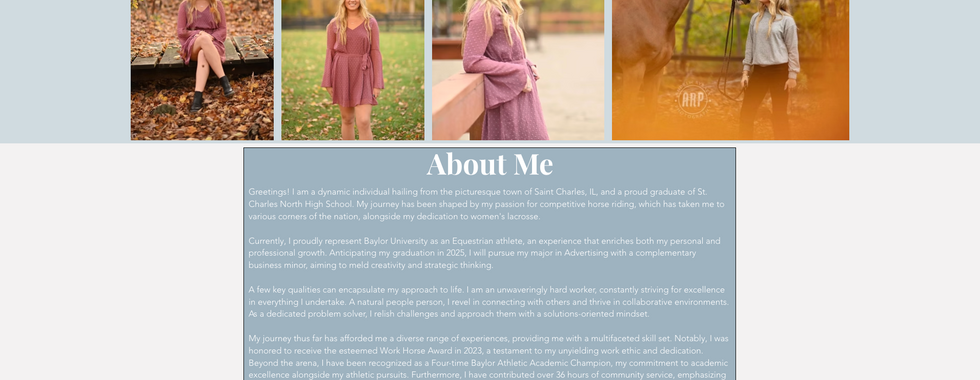 about page for student portfolio examples