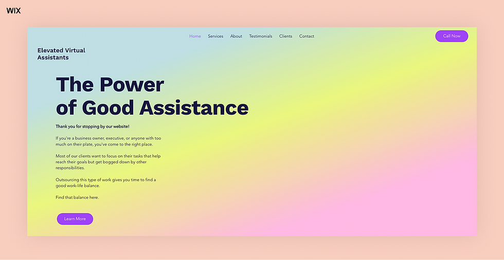 Elevated Virtual Assistants wix website