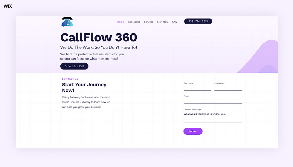 Call Flow 360 wix virtual assistant website example