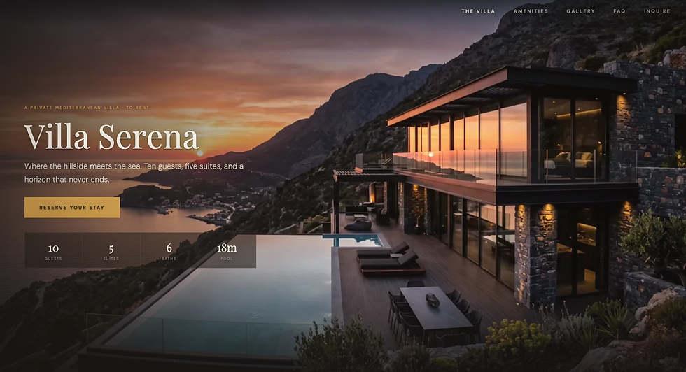 Luxury villa rental Wix headless website