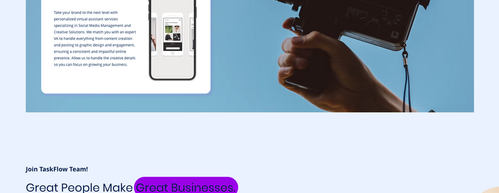 social media management virtual assistant website example