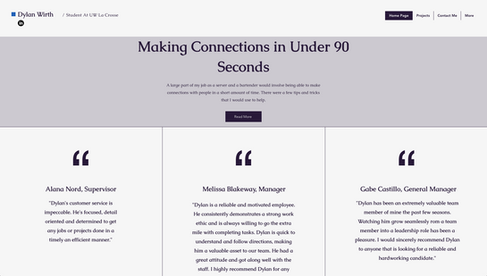 student portfolio examples testimonials