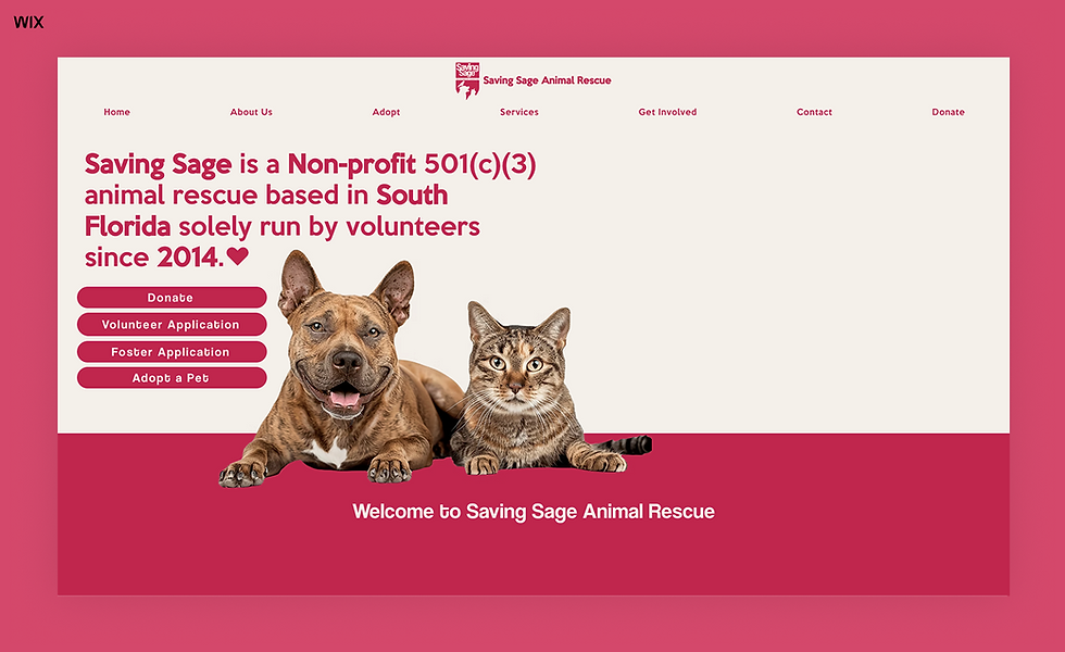 Saving Sage Animal Rescue wix booking website example