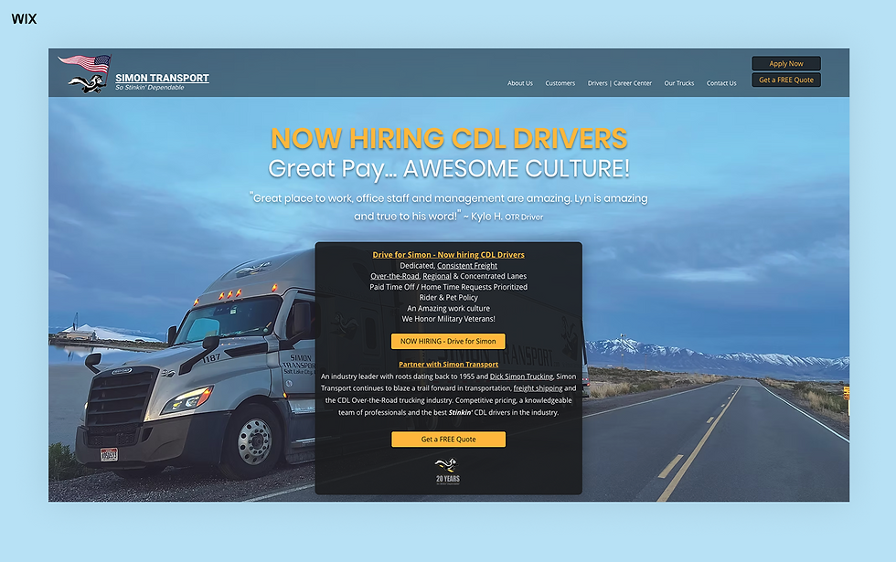simons transport wix built website