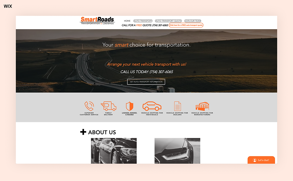 Smart Roads Transportation & Logistics homepage screenshot