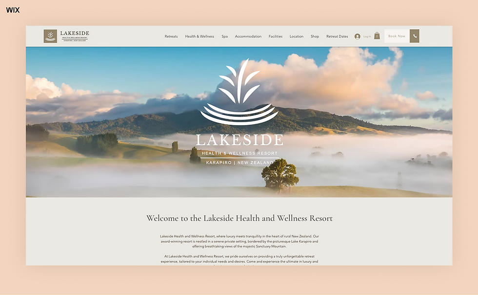 Lakeside Health and Wellness Resort wix booking website
