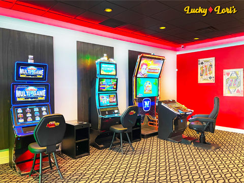 Lucky Lori's Gaming Cafe in Niles, IL 60714 Slots, Slot Machines, Poker, Poker Games, Poker near me, Bet, Jackpot, Bonus, Roulette, Games, Slot Games, Prize, Winner, Gaming Cafe, Win, Snacks, Drinks, Beverage, Beer, Wine, Coffee