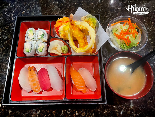 Hikari Sushi & Grill in Frisco, TX 75033 Japanese Restaurant - Japanese food, Take out, Delivery, To go, Dog-friendly Patio, Omakase, Sushi, Nigiri, Maki Roll, Sashimi, Bento, Hibachi, Tempura, Teriyaki, Yakisoba, Yakiudon, Ramen, Gyoza, Udon, Don Katsu, Fried Rice, Salmon, Tuna, Sake, Vegetarian Roll 