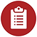 Permitting Service Icon. White clipboard Icon with red background.