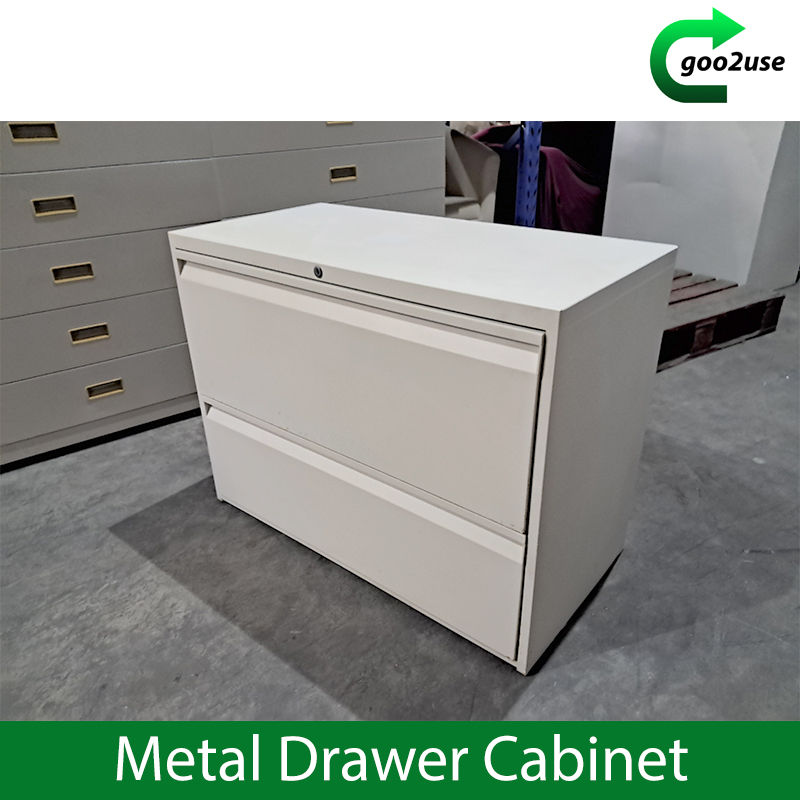 Thumbnail: Metal 2 Drawers White Cabinet