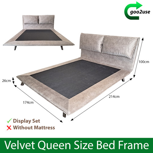 Light Brown Velvet Extra Large Queen Size Bed Frame goo2use