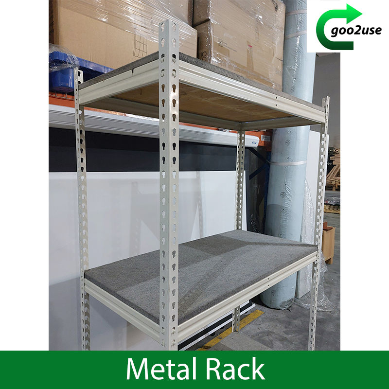 Thumbnail: Metal 4 Tier Height Adjustable Rack - Metal Structure with Wood Board