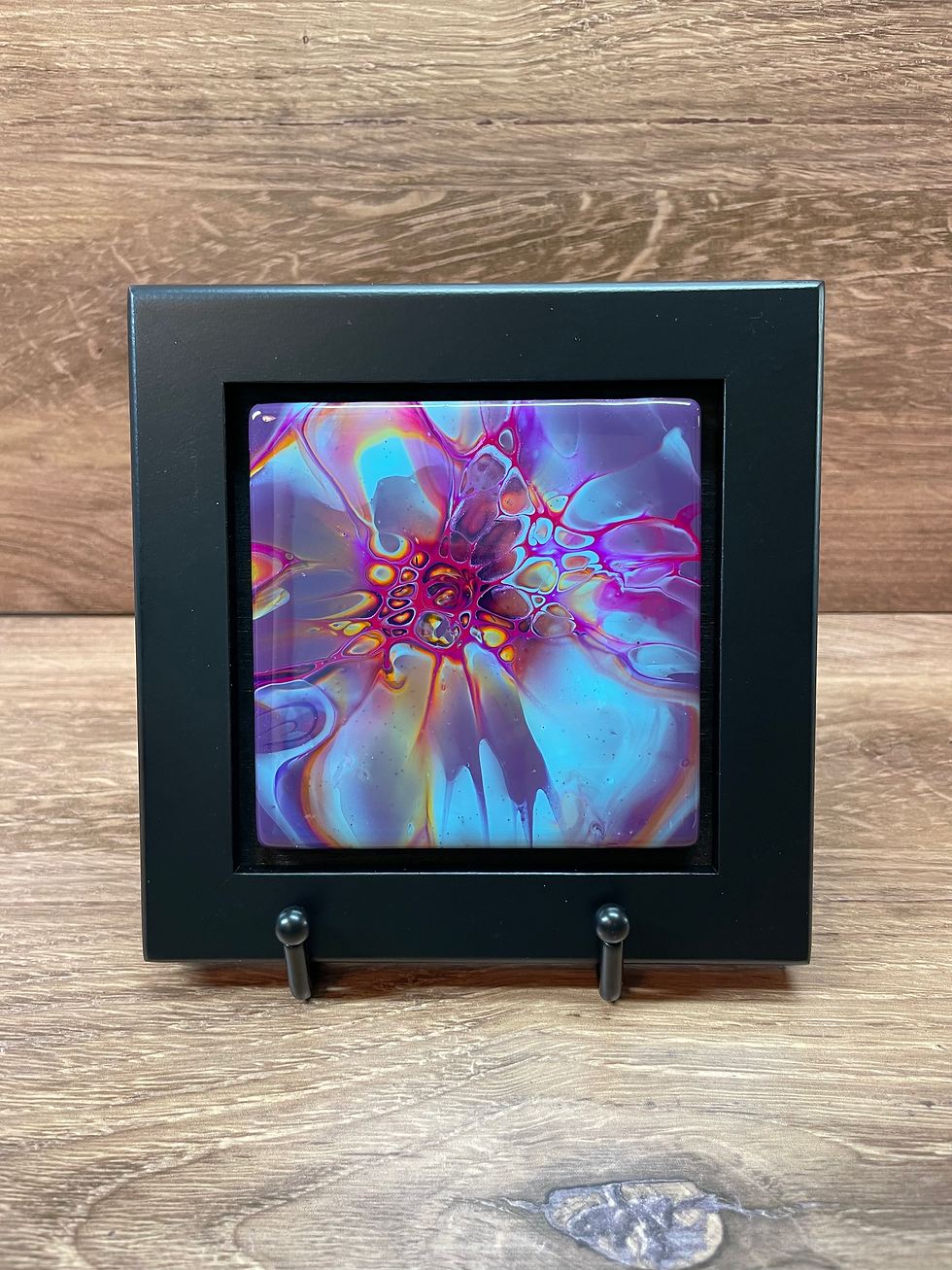Hand painted  4x4 Ceramic Tile set in wood frame