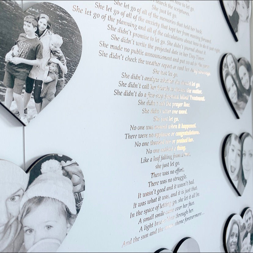 Thumbnail: 12 Framed Hearts with Words/Poem in Black or Foil options