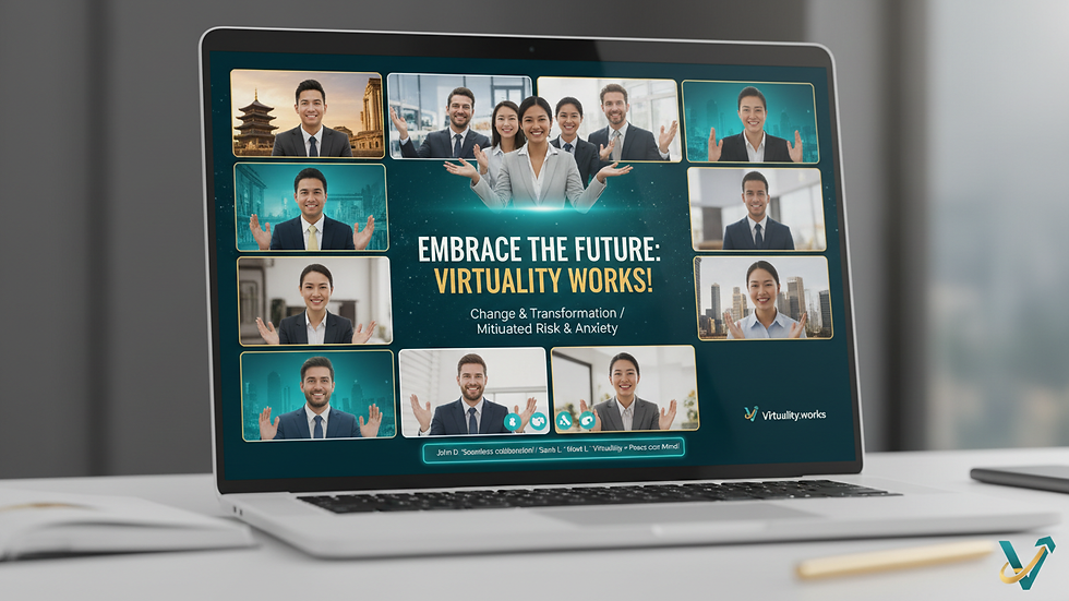 Close-up view of a laptop screen showing a virtual meeting in progress