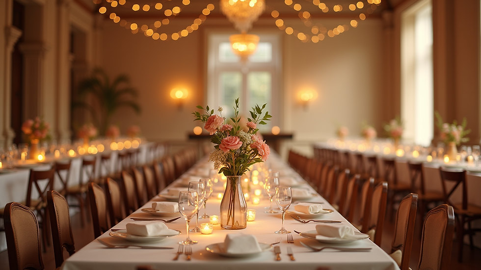 Eye-level view of a beautifully arranged event space