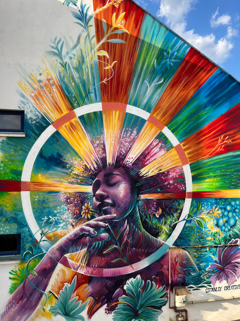 Vernal Equinox: Mural painted in July of 2023 in Sibiu, Romania for the Sibiu International Street Art Festival by artist Christian Stanley