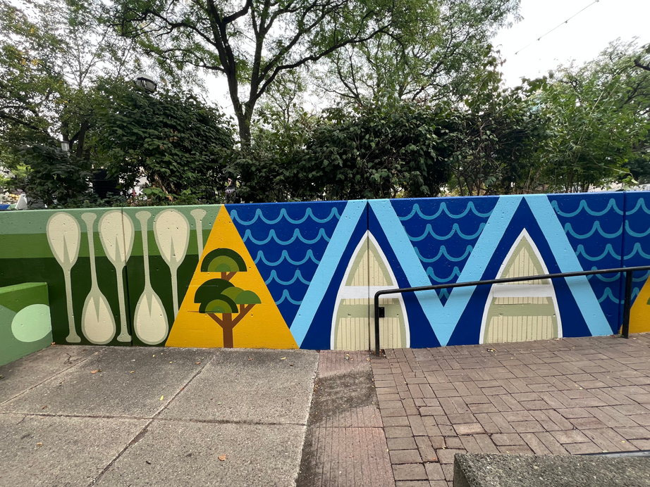 A series of 25 murals painted in a colorful, geometric style in Liberty Plaza, Ann Arbor, MI in 2025. 