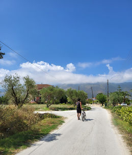 The flat eastern part of  Zakynthos with the mountains in the middle of the island in the background.