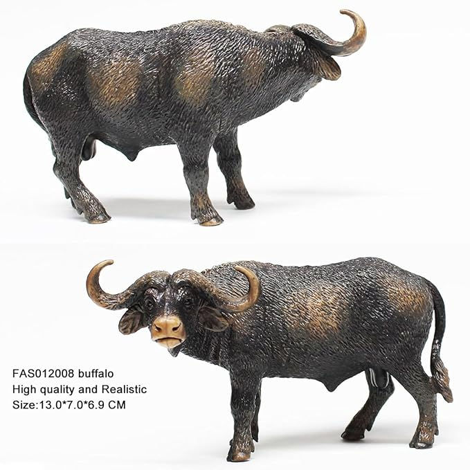 Thumbnail: 2PCS Realistic Buffalo with Baby Calf Animal Toys for Kids 3+ | Attractive Cow M