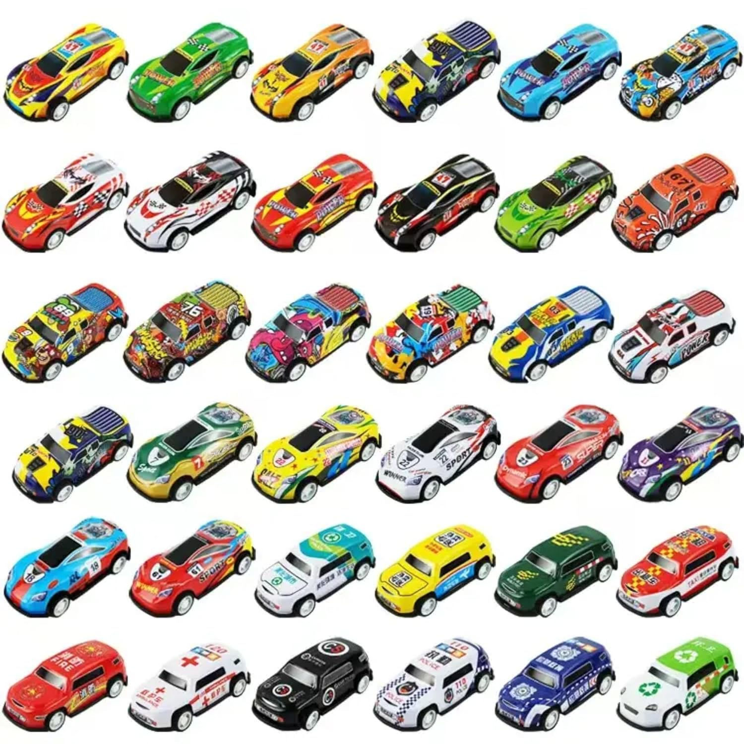 32PCS Unbreakable Die-Cast Mini Car with Pull Back and Go for Kids Alloy Metal V