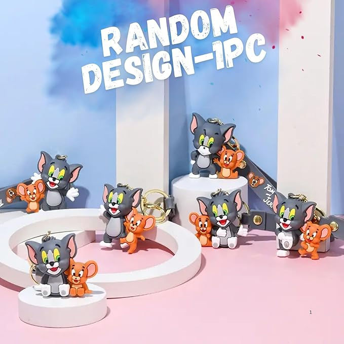 Thumbnail: Mallexo 3D Silicon Tom and Jerry Keychain & Keyrings with Hook for Mens Women