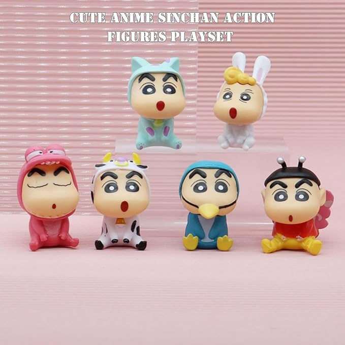 Thumbnail: Mallexo Cute Shinchan Toy Set | 6PCS Cartoon Action Figures for Kids