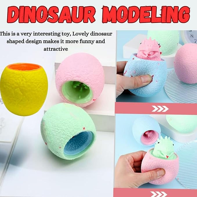 Thumbnail: Mallexo Colourful Dinosaur Squeeze Egg Shape for Kids (Pack of 3Pc's) Autism