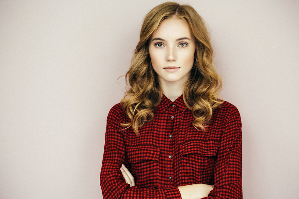 Woman in red checkered shirt