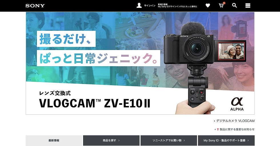 Sony's Landing Page