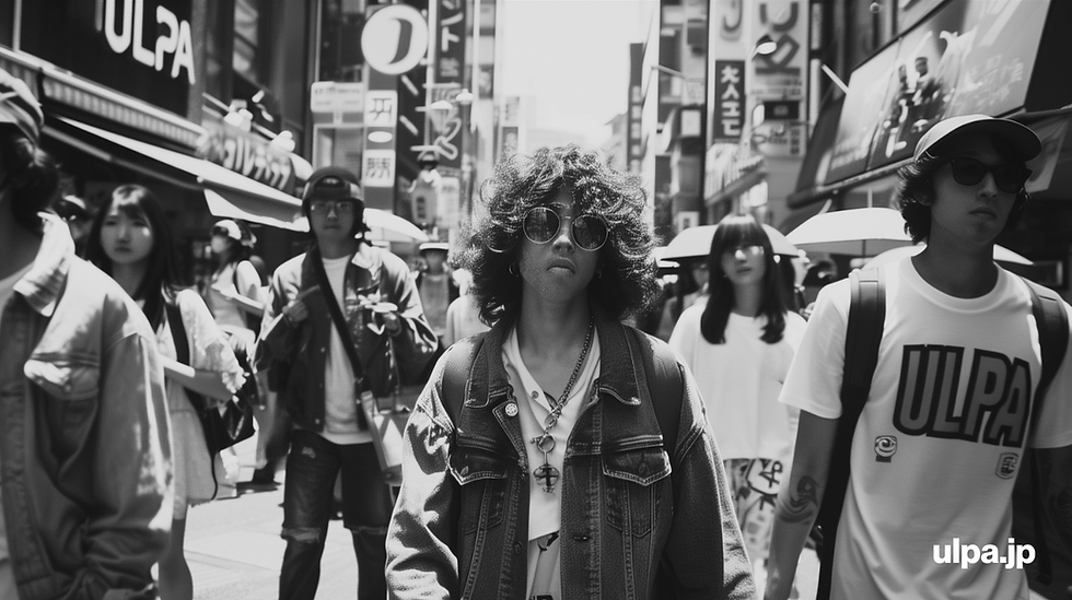 Group of young friends walking down the street in Japan/