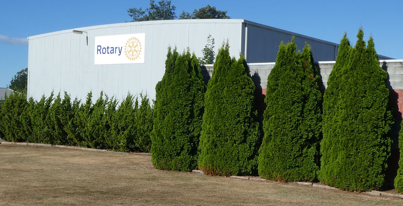 Exterior of Function Centre with Rotary sign and trees