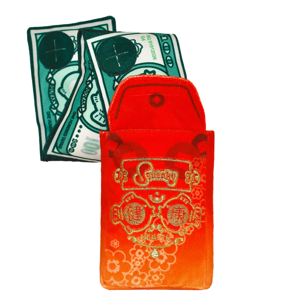 Lunar New Year Lucky Money Red Envelope With Folding Pocket Squeaky Toy