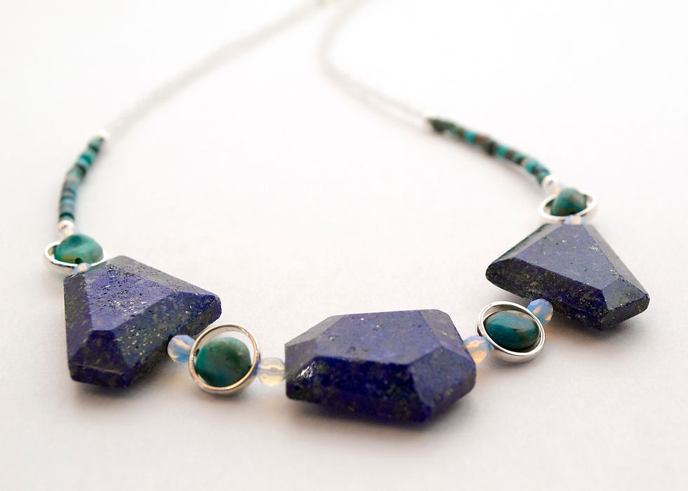 Miniature : COLLIER LAPIS LAZULI, TURQUOISES, CHRYSOCOLLES
